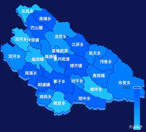 echarts重庆市城口县地图visualMap控制地图颜色实例